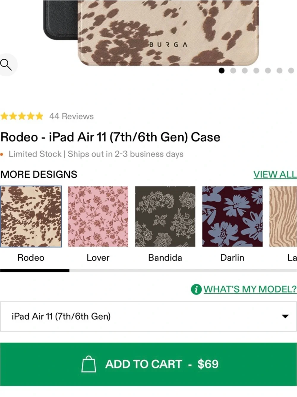 Burga iPad Air 11 (7th/6th Gen) Case in Rodeo Print
